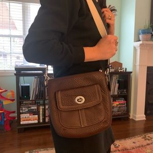 Coach soft brown leather shoulder or crossbody bag